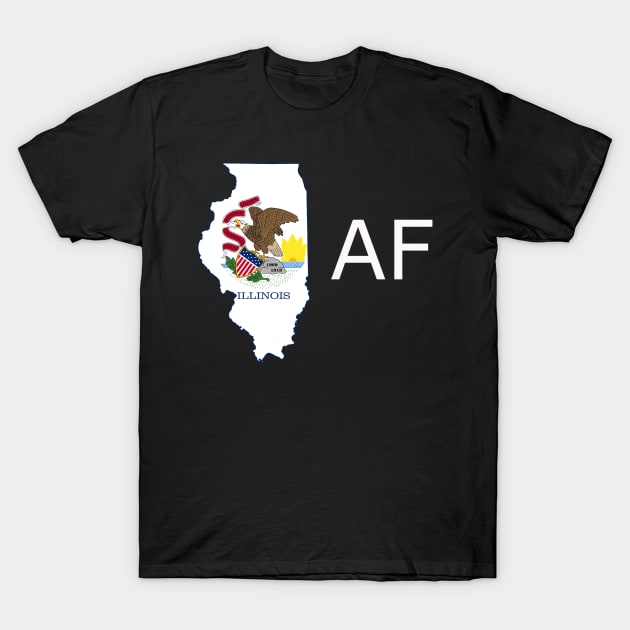 Illinois Flag State Outline AF (white) T-Shirt by Big Term Designs